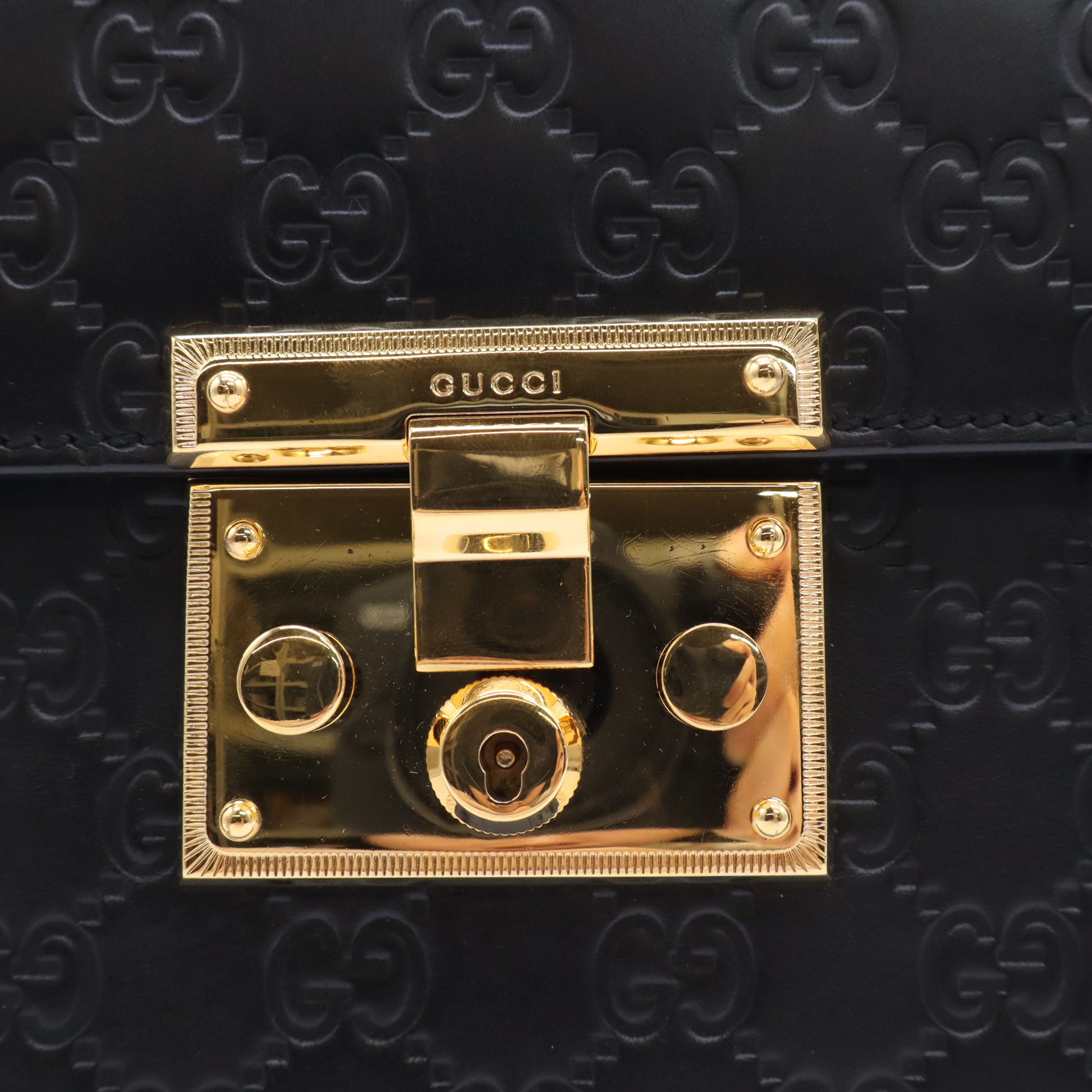 Gucci Padlock Top Handle Bag Guccissima Leather Twins