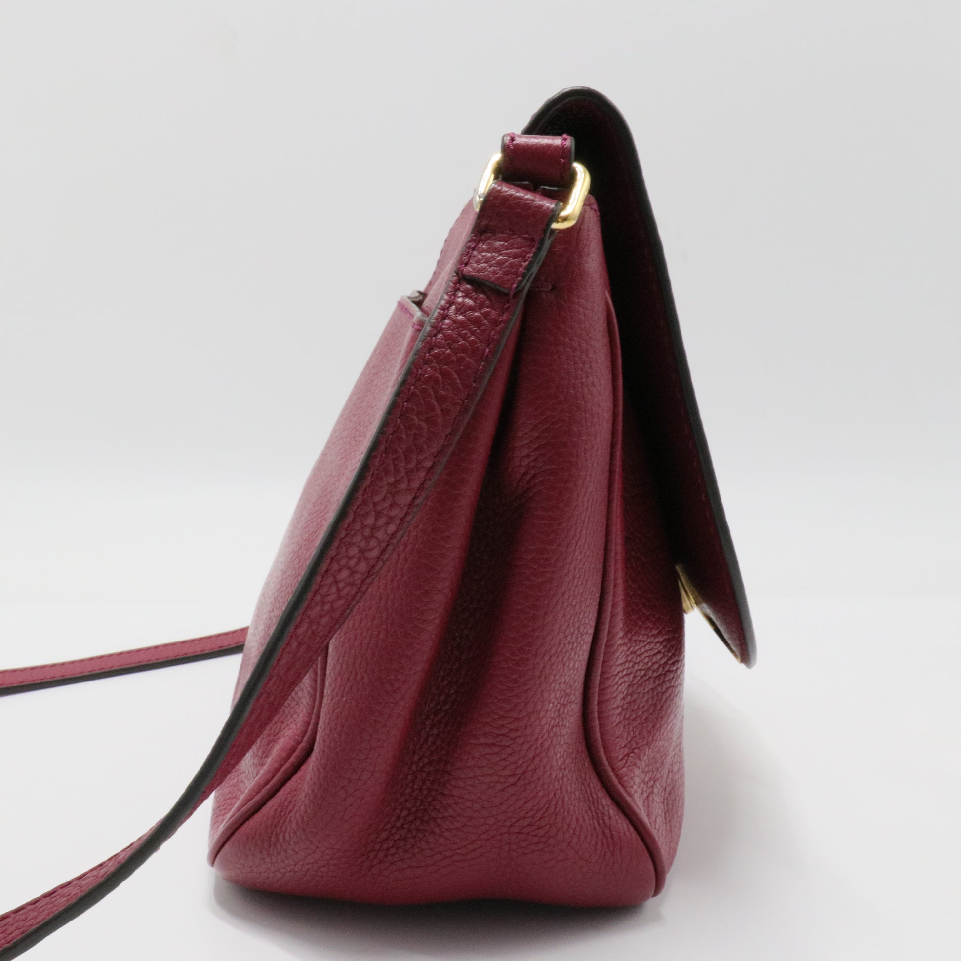 Grey Leather Flap Crossbody Bag