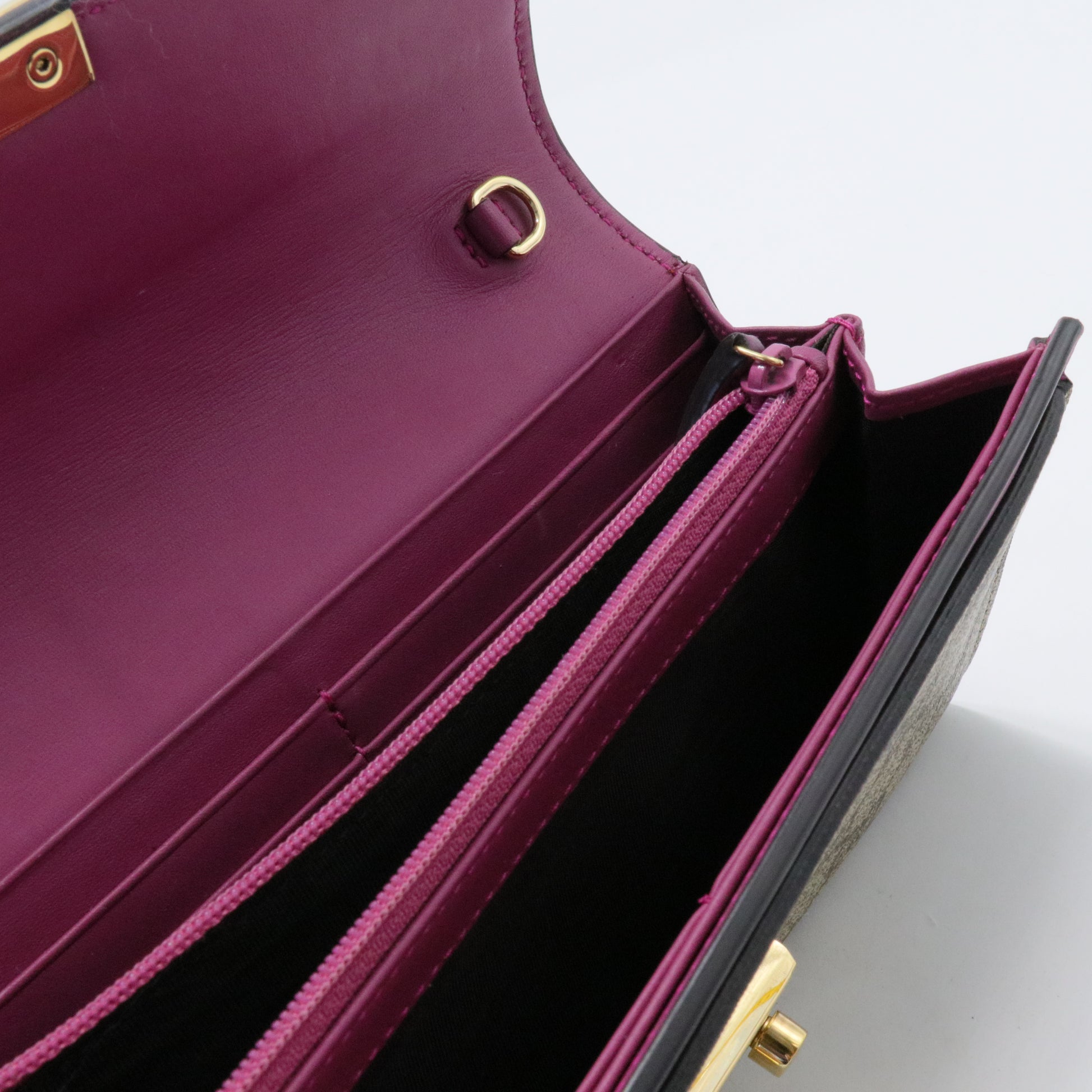 GG Supreme Monogram Moon Calfskin Padlock Continental Chain Wallet Beige Ebony Hibiscus Red New Rosette