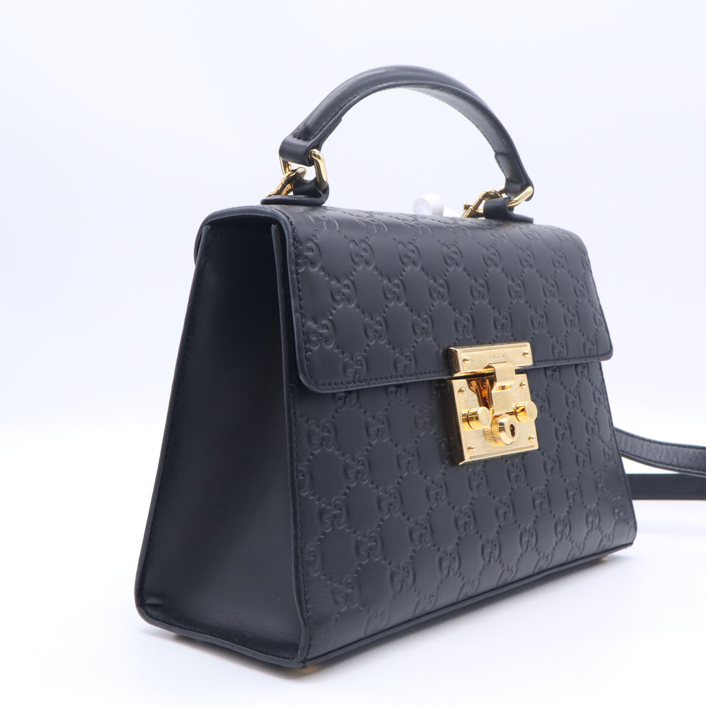 Gucci Padlock Top Handle Bag Guccissima Leather Twins