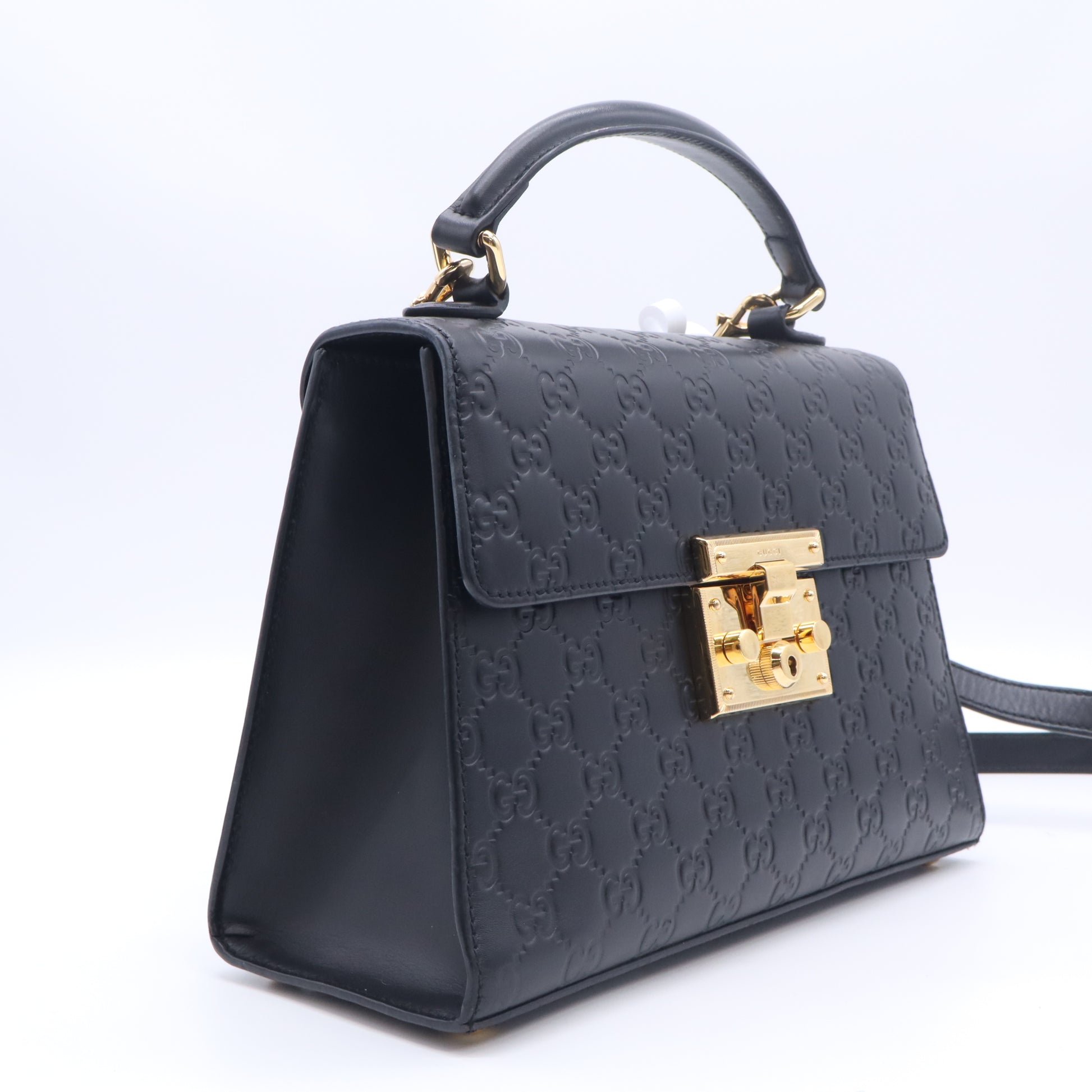 Gucci Padlock Top Handle Bag Guccissima Leather Twins