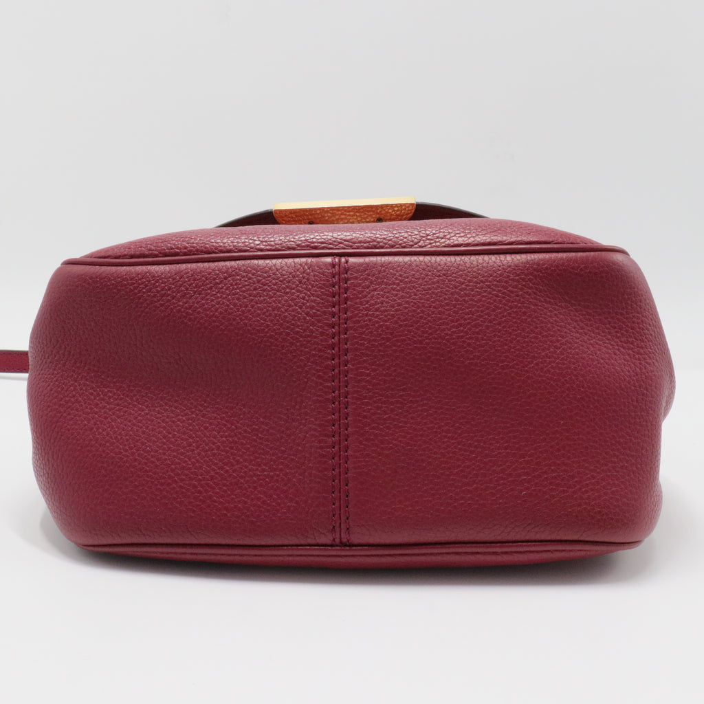 Grey Leather Flap Crossbody Bag