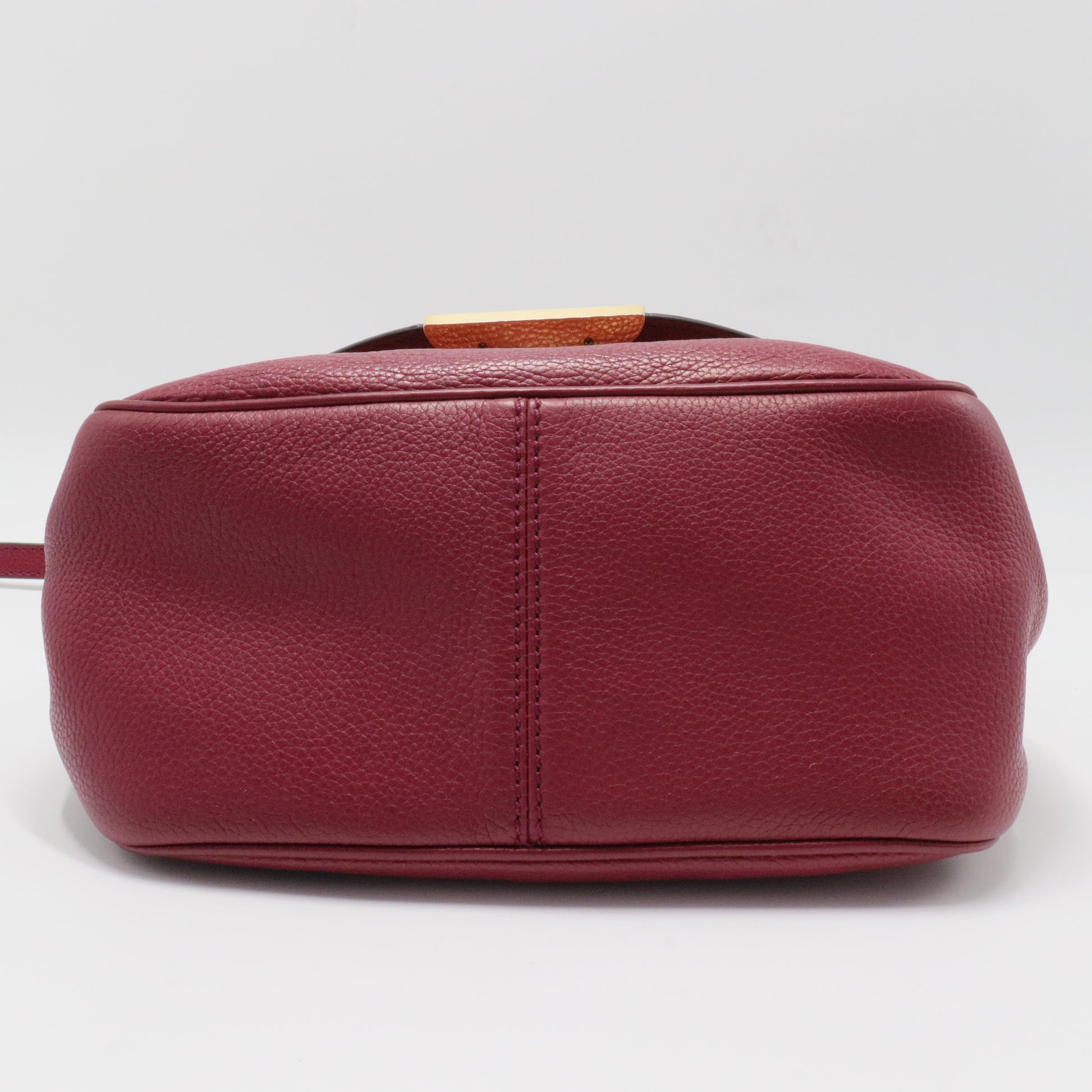 Grey Leather Flap Crossbody Bag