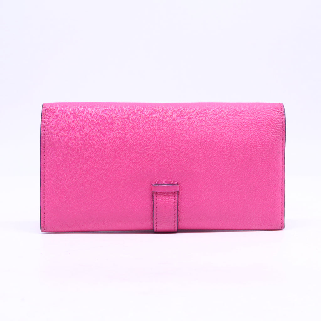 Rose Pourpre Chevre Mysore Leather Bearn Gusset Wallet W20653