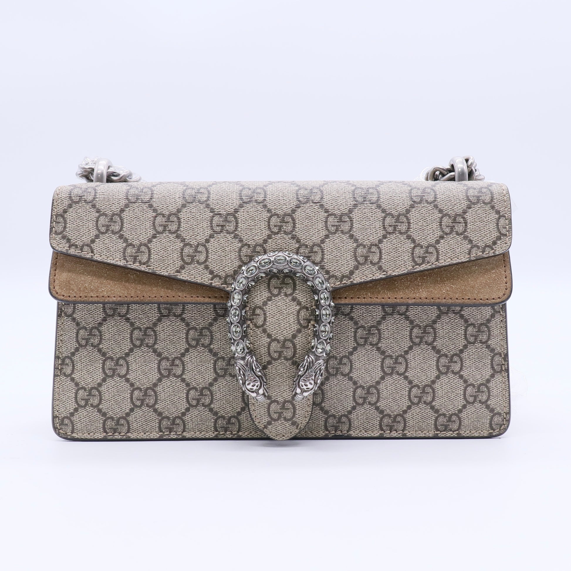 Beige/Ebony GG Supreme Coated Canvas/Suede Super Mini Dionysus Shoulder Bag TWINS LDJ3657