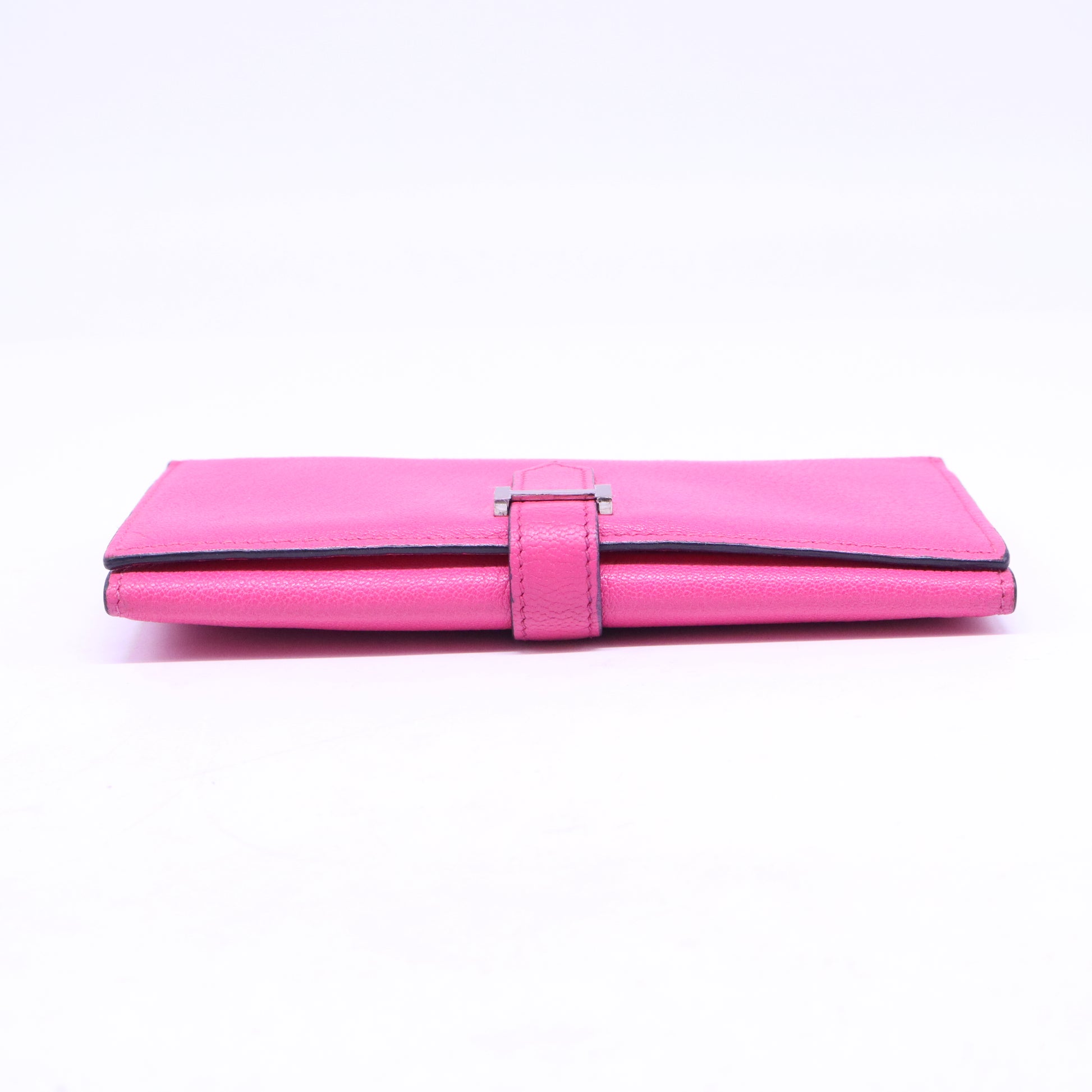 Rose Pourpre Chevre Mysore Leather Bearn Gusset Wallet W20653