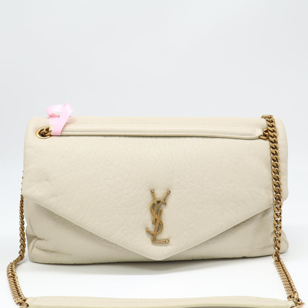 Saint Laurent Grained Lambskin Large Calypso White Twins LDJ4311