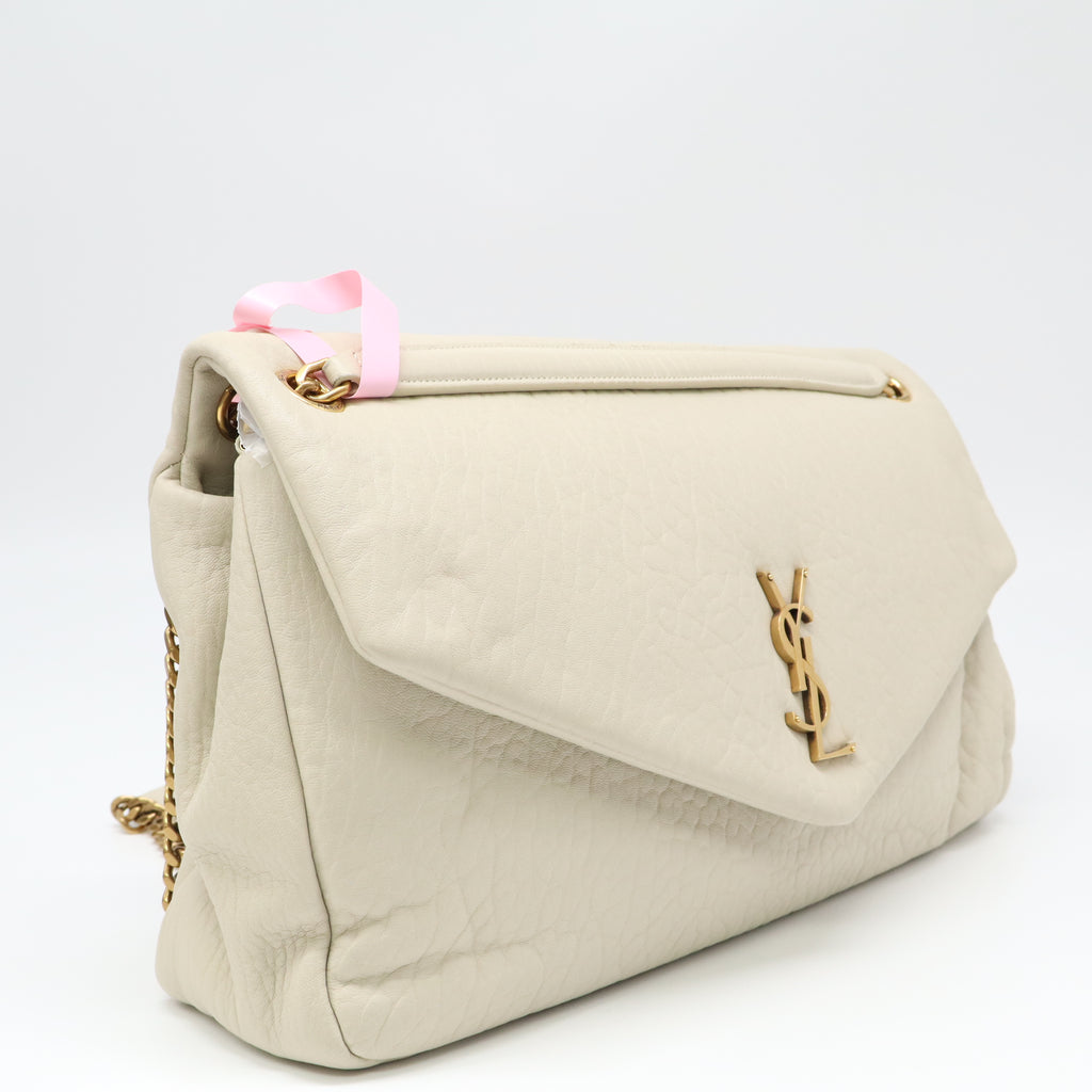 Saint Laurent Grained Lambskin Large Calypso White Twins LDJ4311