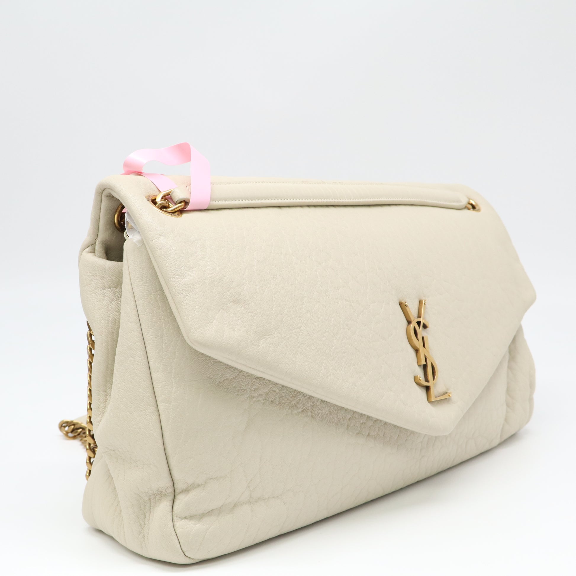 Saint Laurent Grained Lambskin Large Calypso White Twins LDJ4311