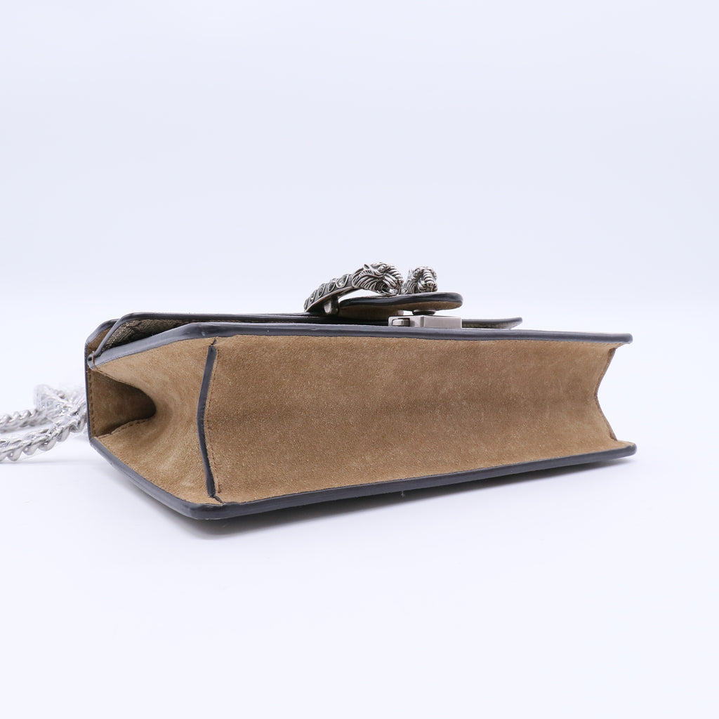 Beige/Ebony GG Supreme Coated Canvas/Suede Super Mini Dionysus Shoulder Bag TWINS LDJ3657