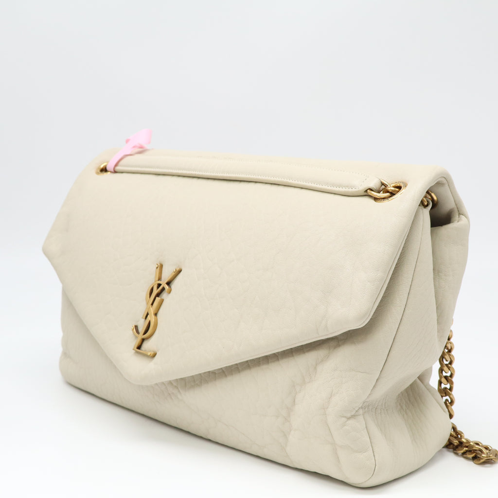 Saint Laurent Grained Lambskin Large Calypso White Twins LDJ4311