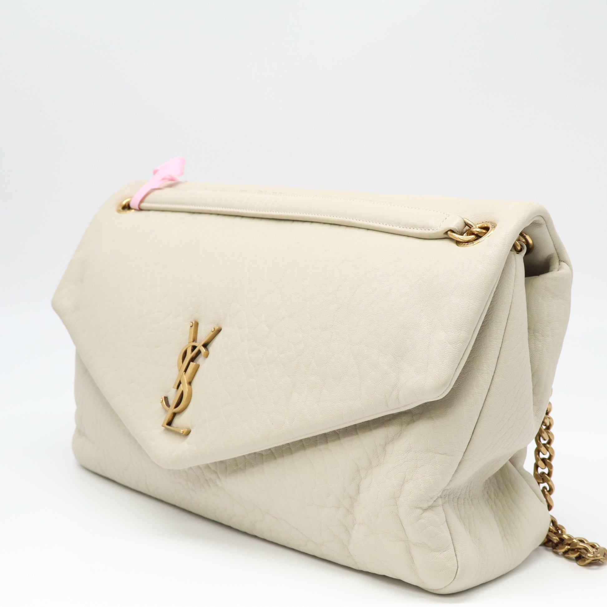 Saint Laurent Grained Lambskin Large Calypso White Twins LDJ4311