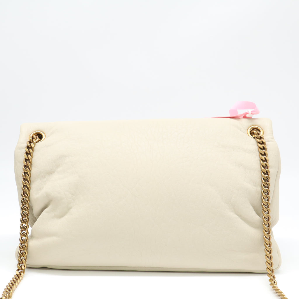 Saint Laurent Grained Lambskin Large Calypso White Twins LDJ4311