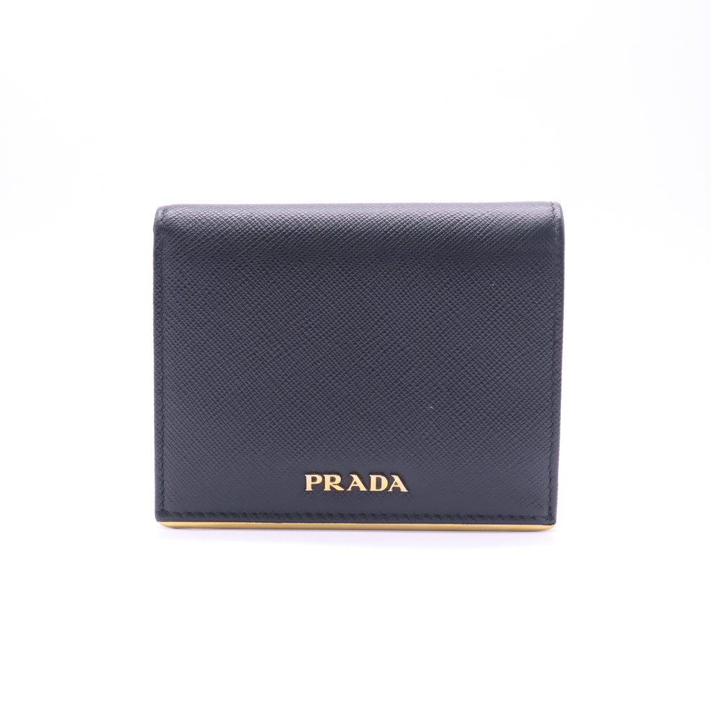 Saffiano Leather Flap Wallet Black Wallet W22670