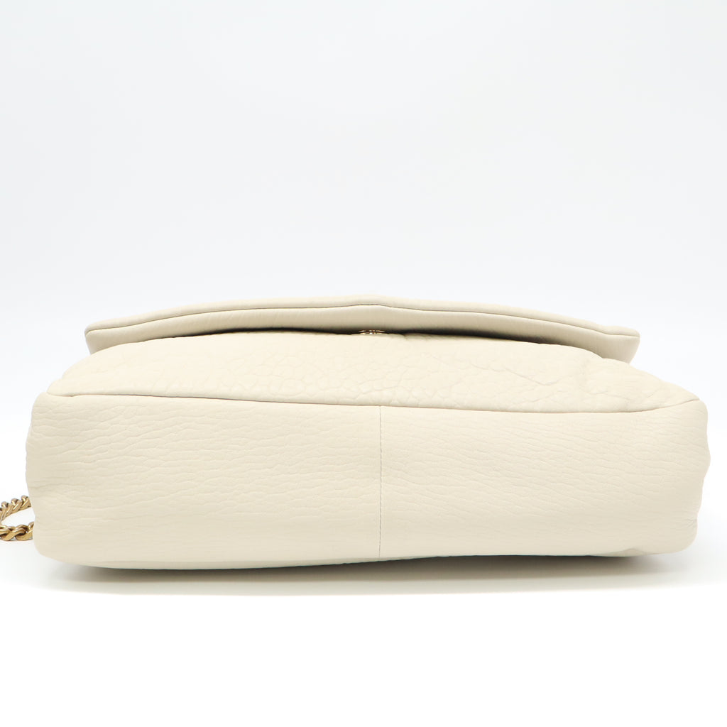 Saint Laurent Grained Lambskin Large Calypso White Twins LDJ4311