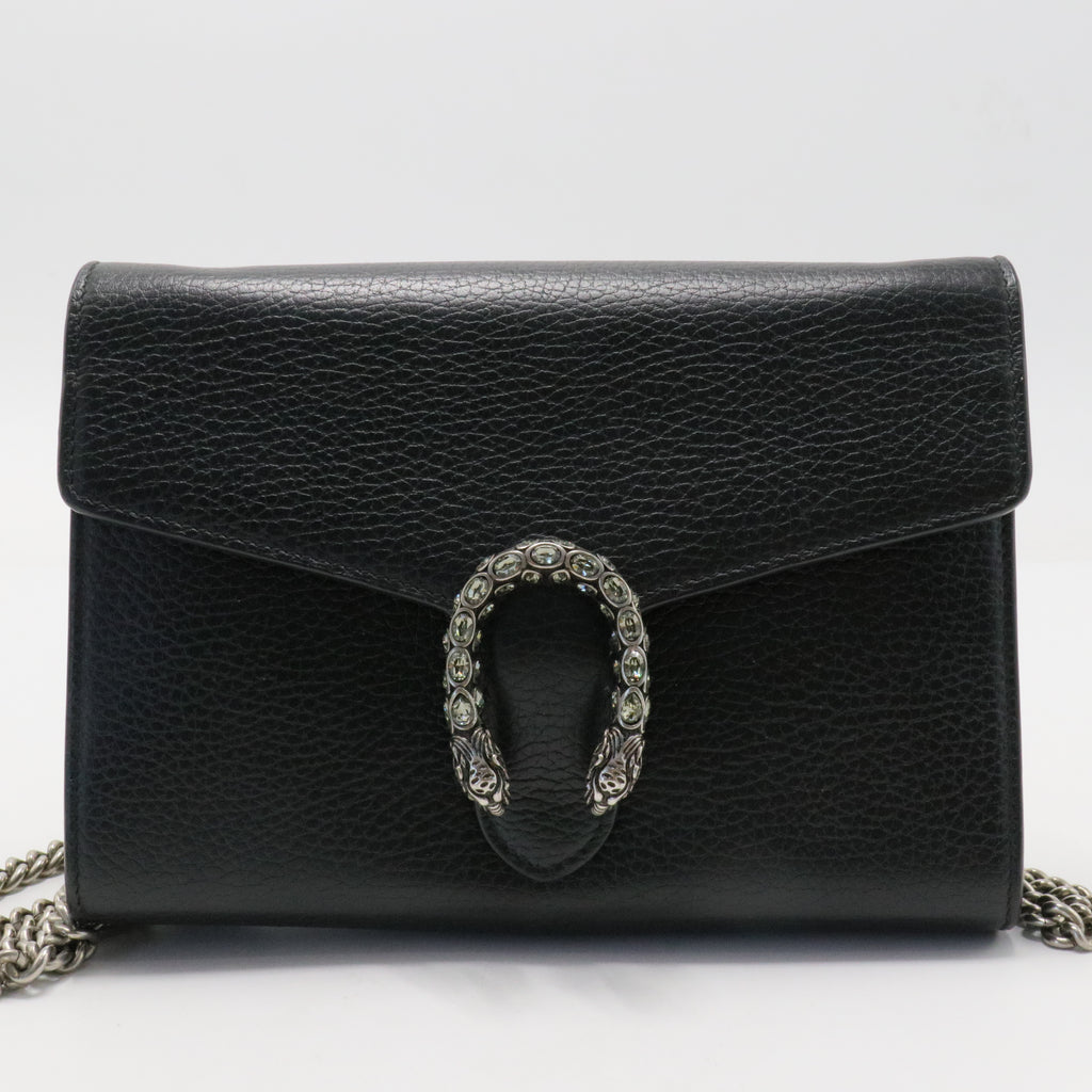Calfskin Mini Dionysus Chain Wallet Black
