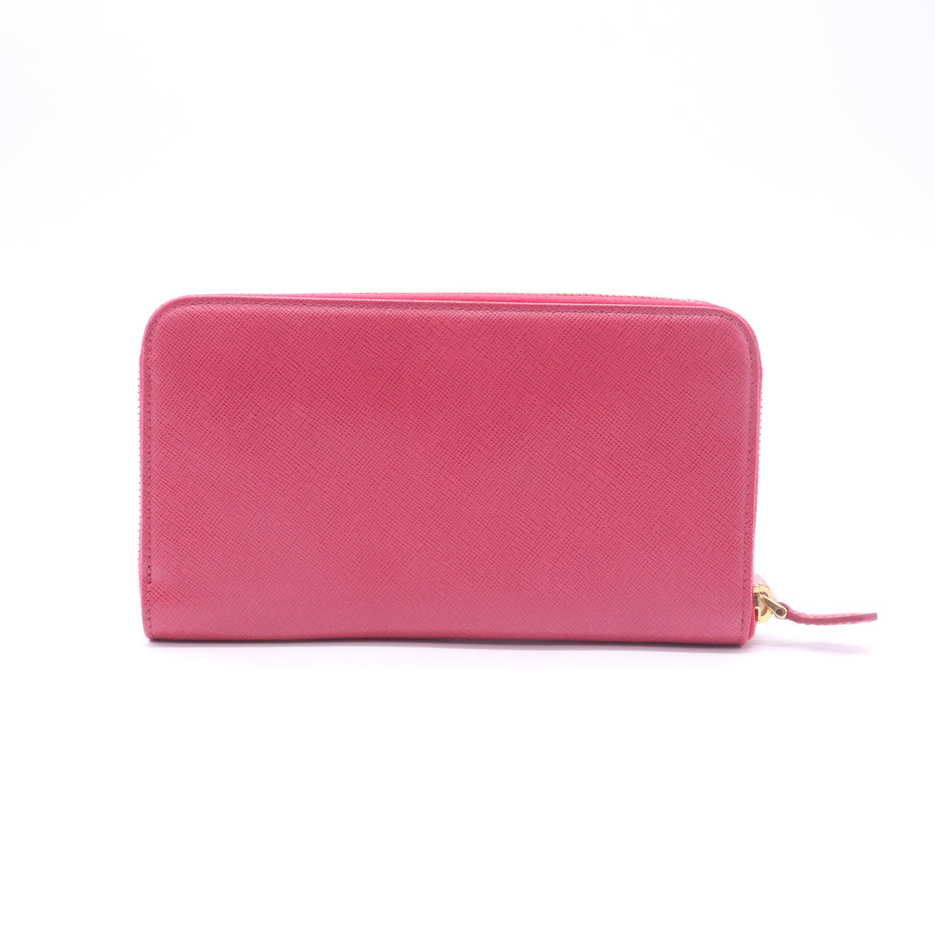 Prada Saffiano Peonia Fiocco Bow Zip-Around Wallet W22687