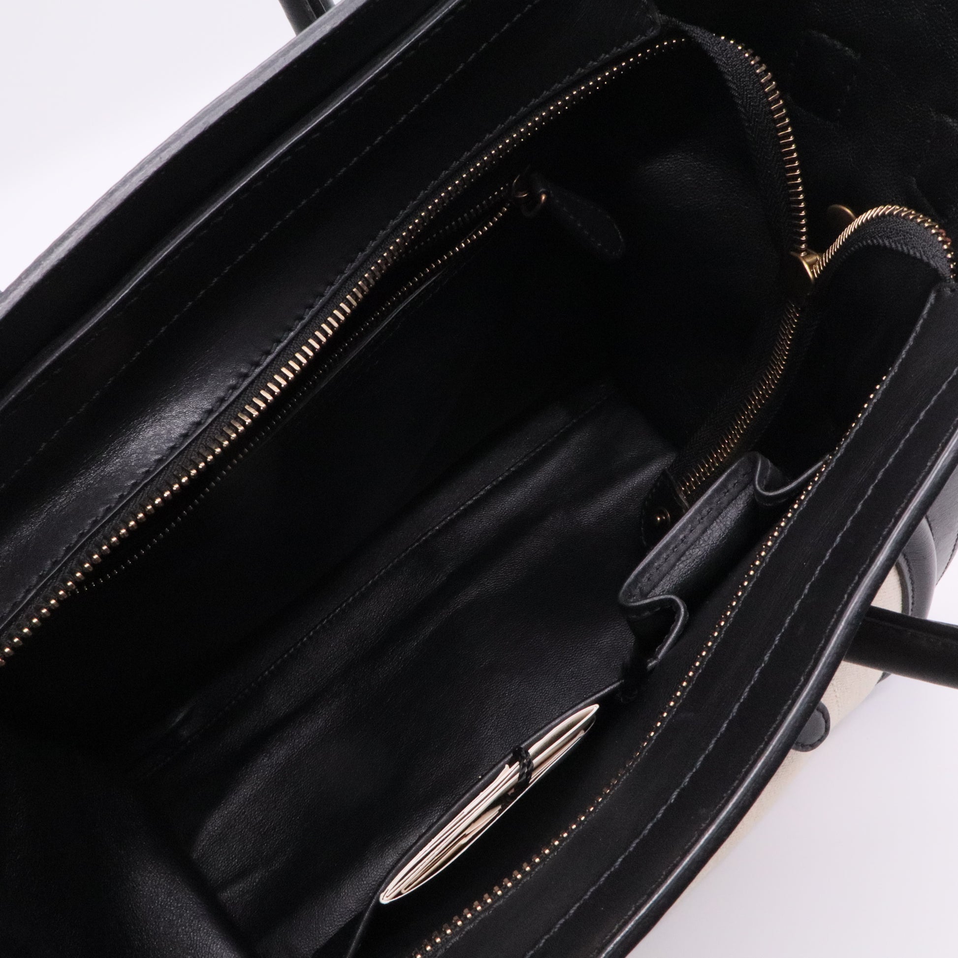 Bicolor Luggage Bag Canvas and Leather Mini