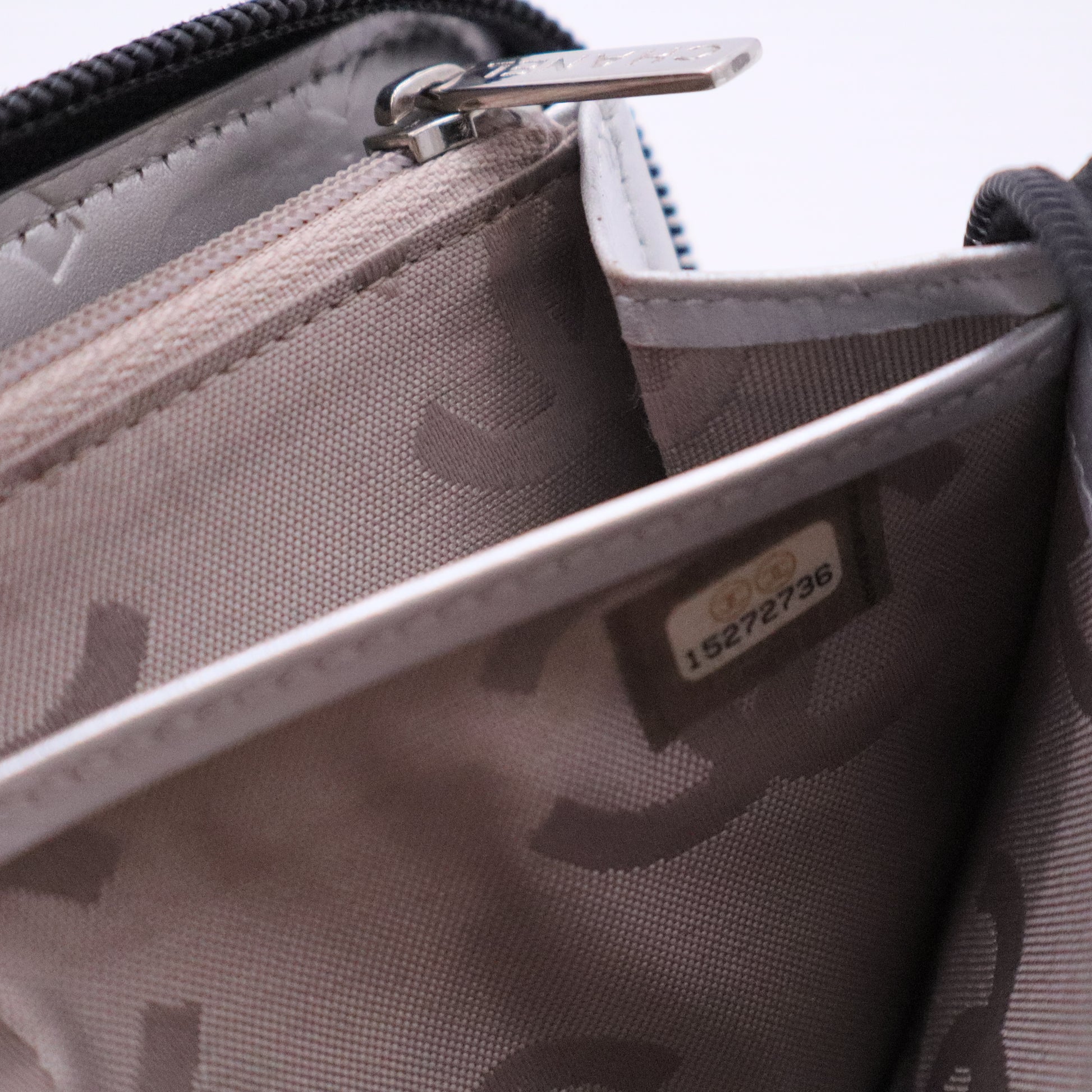 Calfskin Quilted Cambon Large Gusset Zip Around Wallet Black