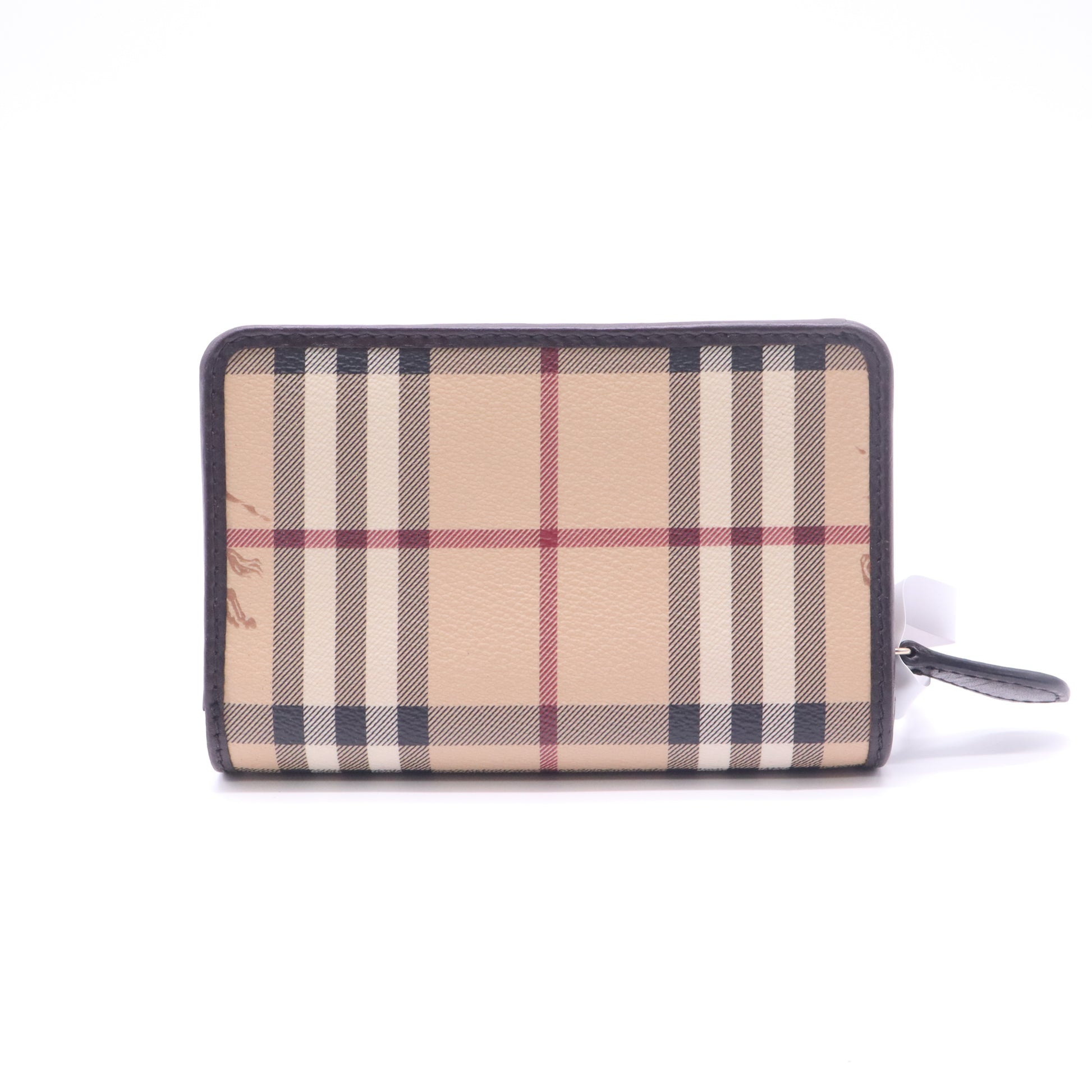 Beige/Brown Haymarkent Check Canvas and Leather Zip Around Wallet W22676