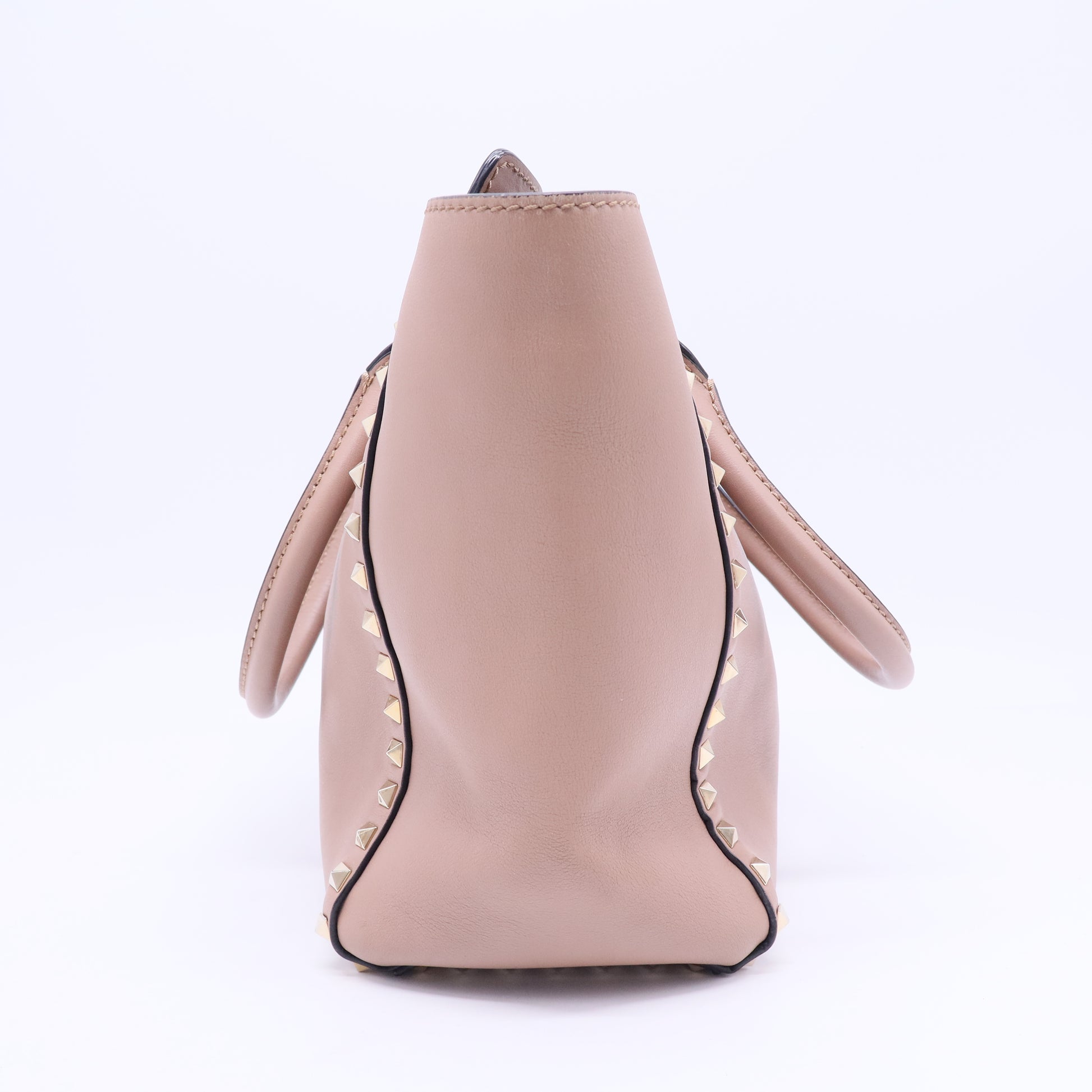 Beige Leather Rockstud Trapeze Tote B20120