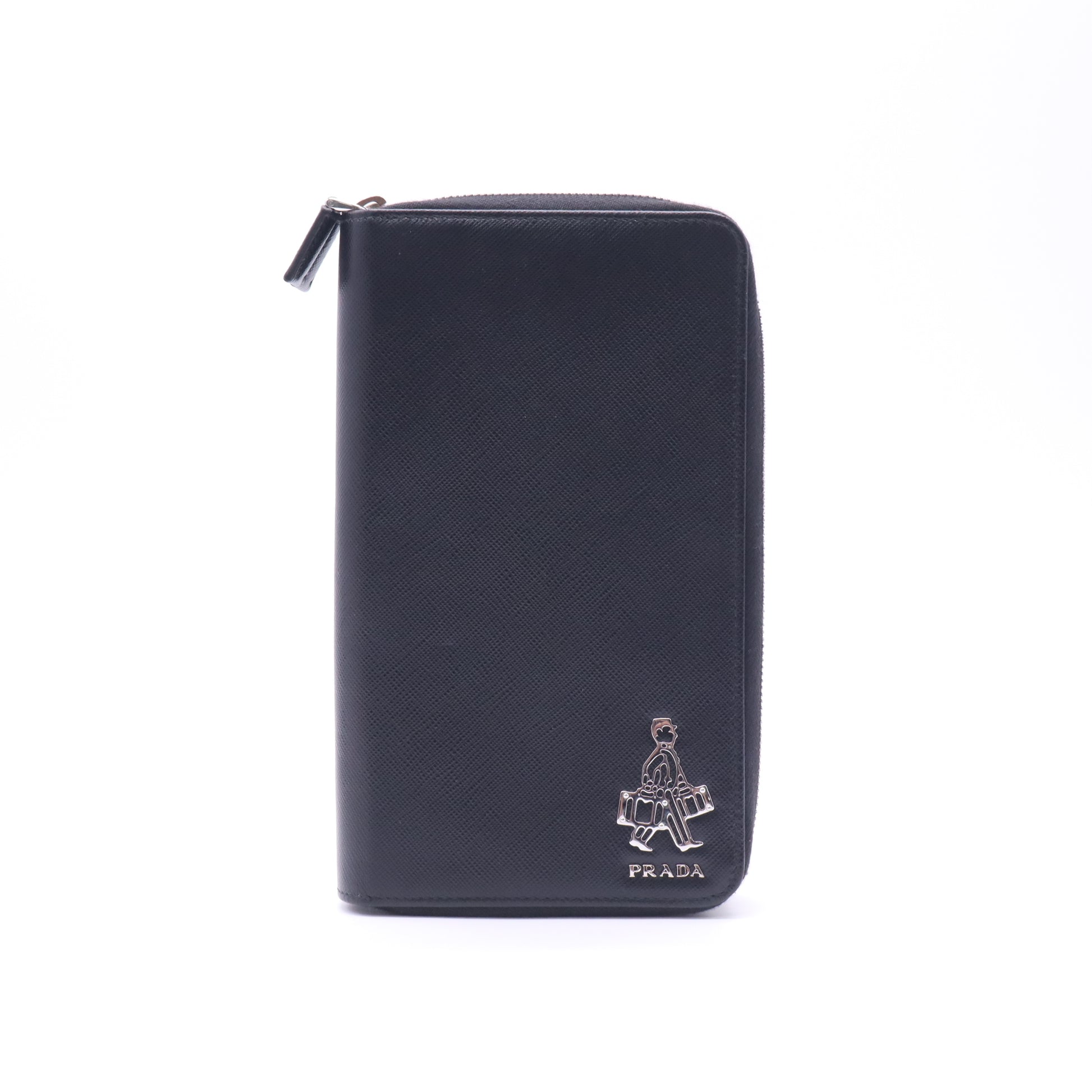 Prada Saffiano Travel Porter Zip-Around Long Wallet Organizer W22675