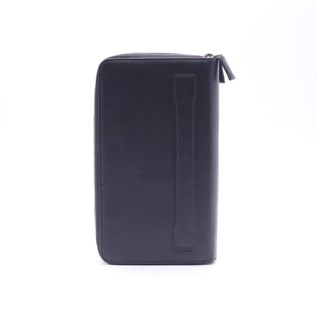 Prada Saffiano Travel Porter Zip-Around Long Wallet Organizer W22675