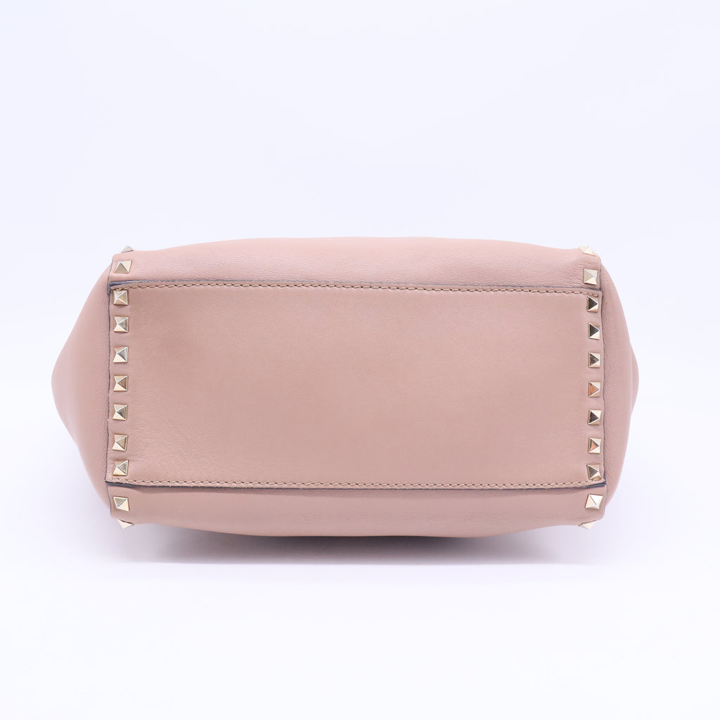 Beige Leather Rockstud Trapeze Tote B20120