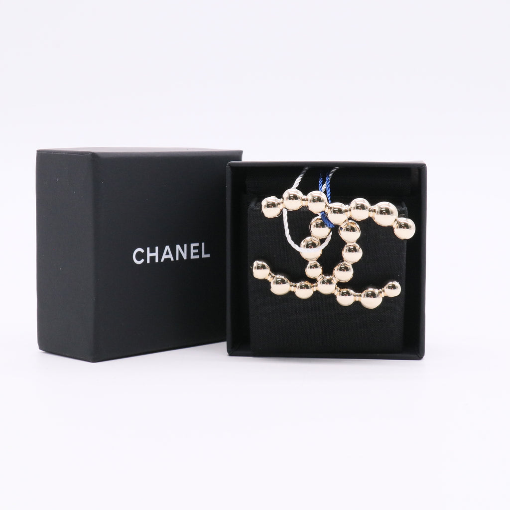 Brand New Light Gold CC Bead Brooch Twins
