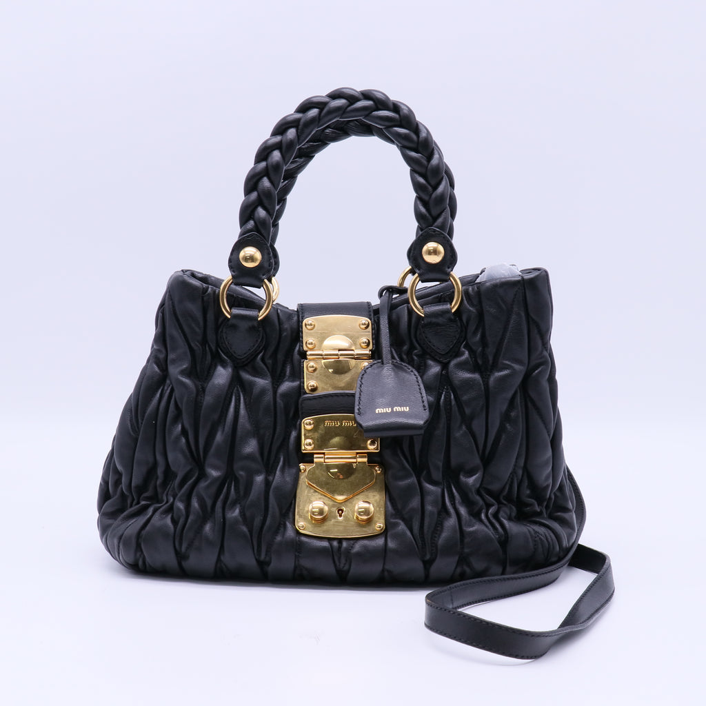 Miu Miu Matelasse Leather Top Handle Bag B21514