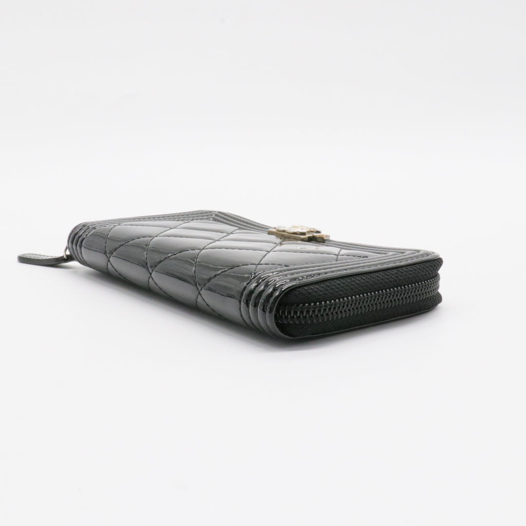 Boy Zip Around Wallet Quilted Glazed Calfskin Long