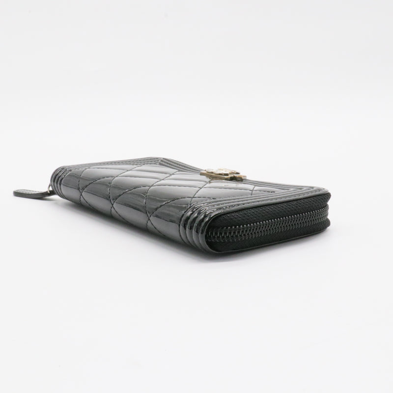 Boy Zip Around Wallet Quilted Glazed Calfskin Long