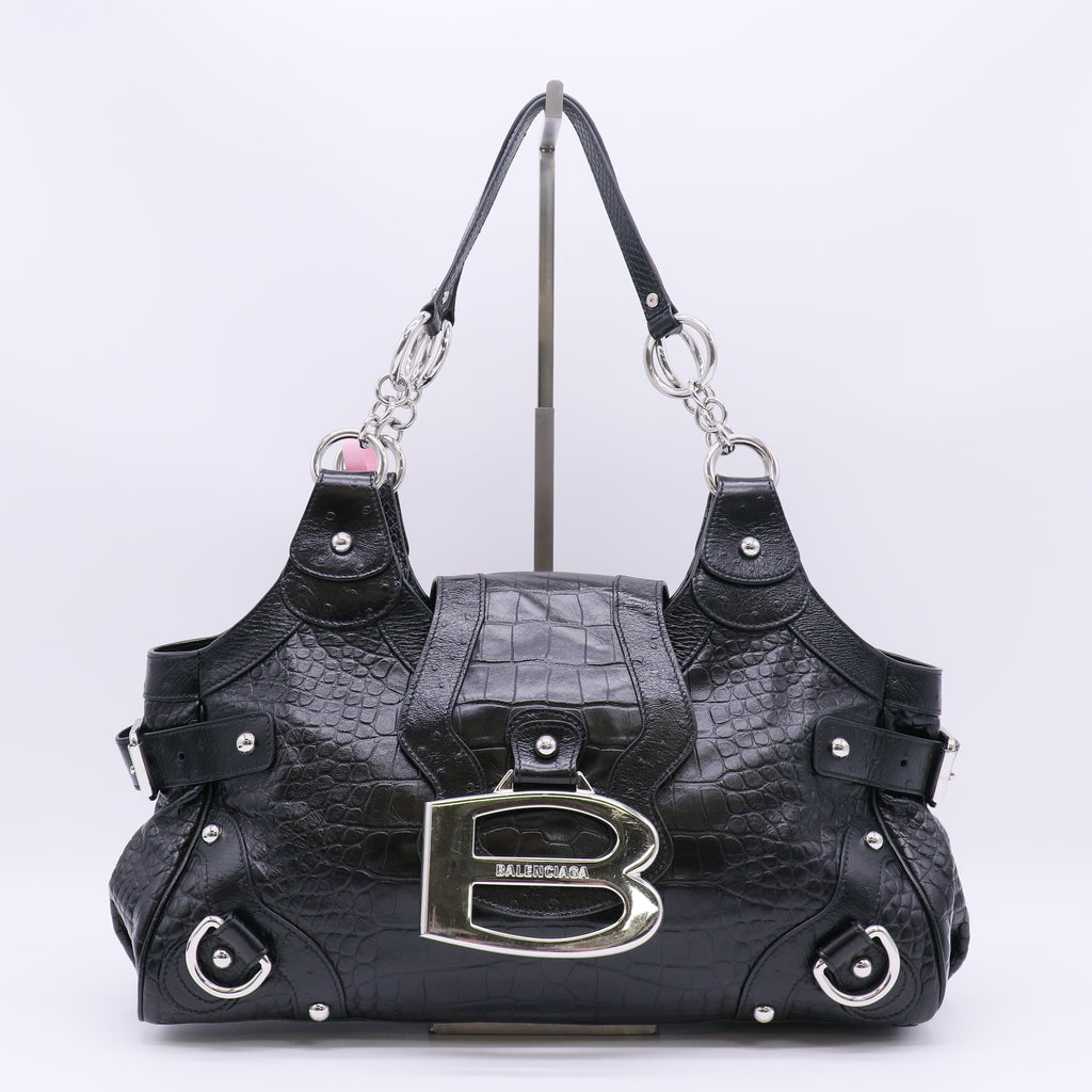 Balenciaga Essex Shoulder Bag Croc-Embossed twins LDJ5646