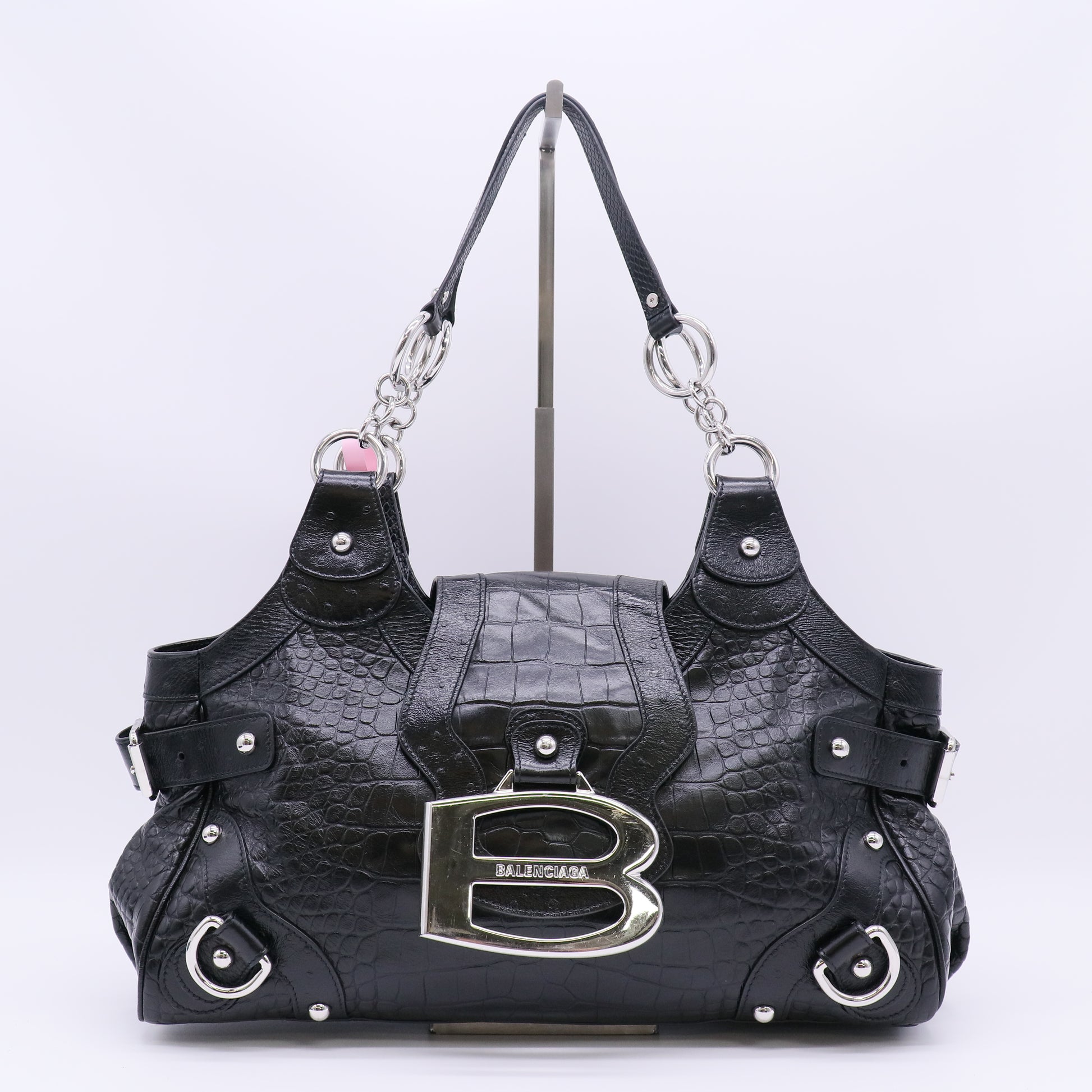 Balenciaga Essex Shoulder Bag Croc-Embossed twins LDJ5646