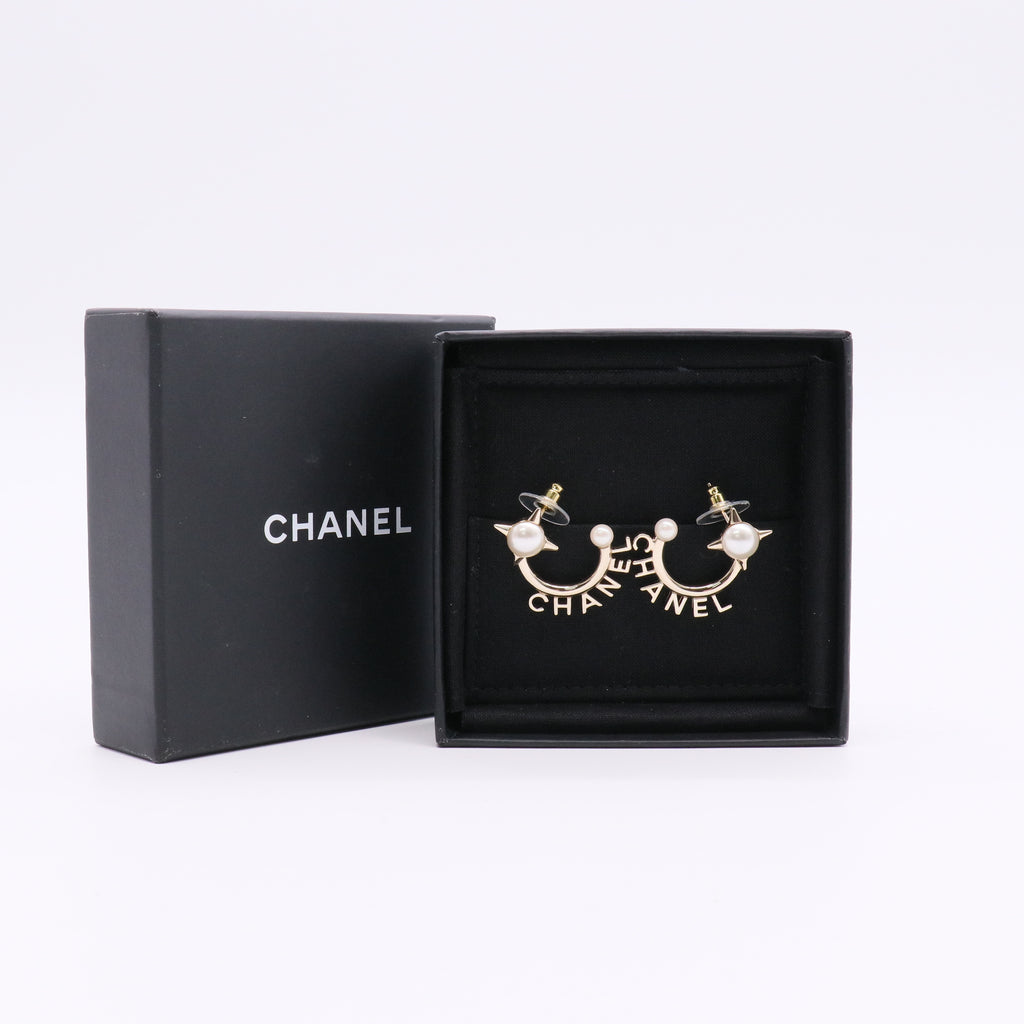 2022 Strass & Faux Pearl CC Drop Earrings Twins