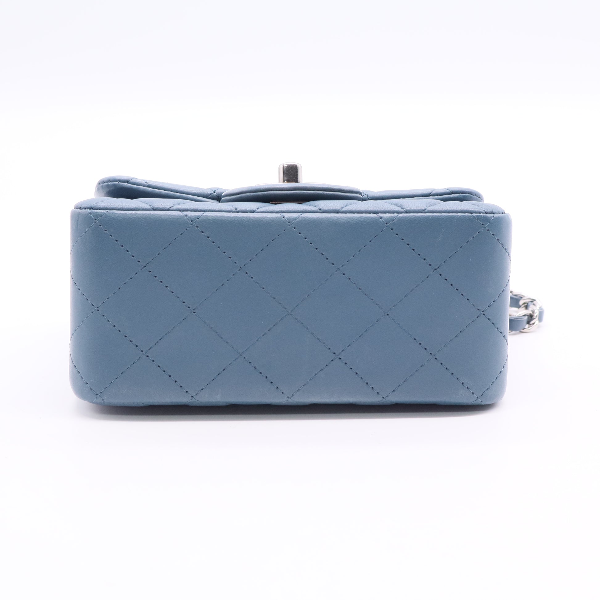 Classic Flap Mini Square Misty Blue Grey Lambskin Crossbody Bag Twins LDJ3040