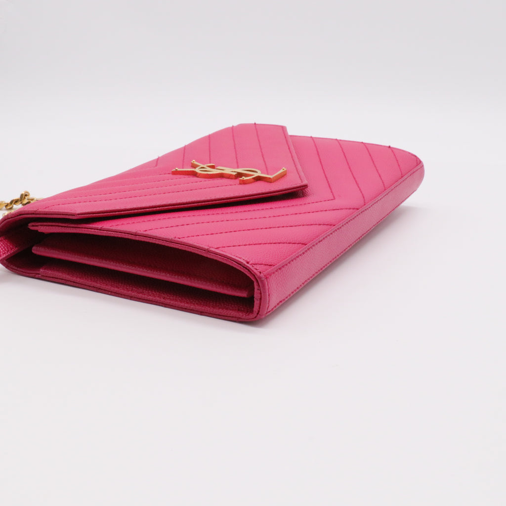 Classic Monogram Wallet on Chain Matelasse Chevron Leather Twins