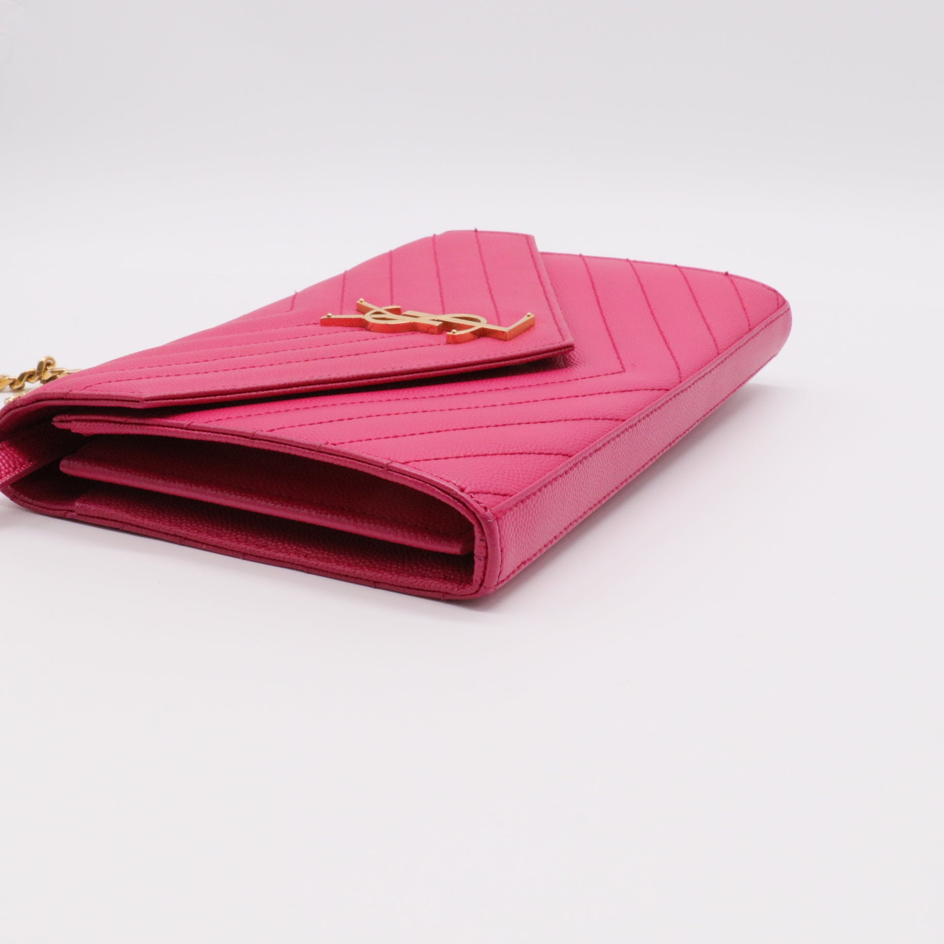 Classic Monogram Wallet on Chain Matelasse Chevron Leather Twins