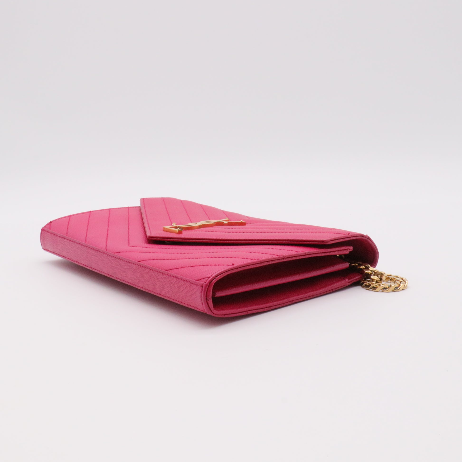 Classic Monogram Wallet on Chain Matelasse Chevron Leather Twins