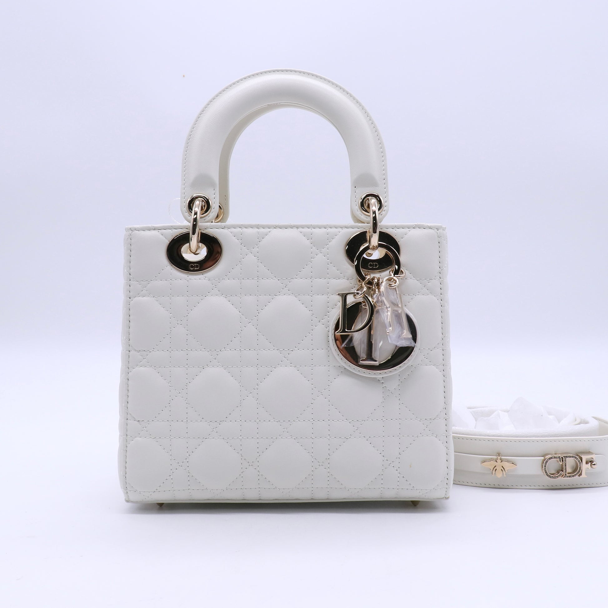 Lambskin Cannage Medium Lady Dior White twins LDJ3646