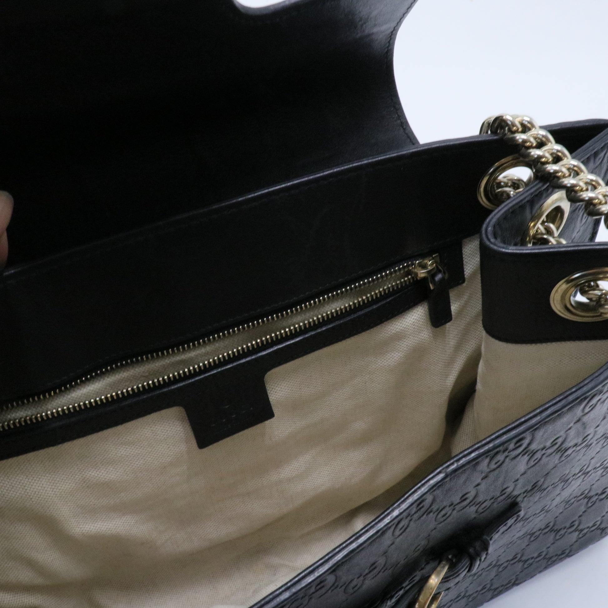 Emily Chain Flap Bag Guccissima Leather