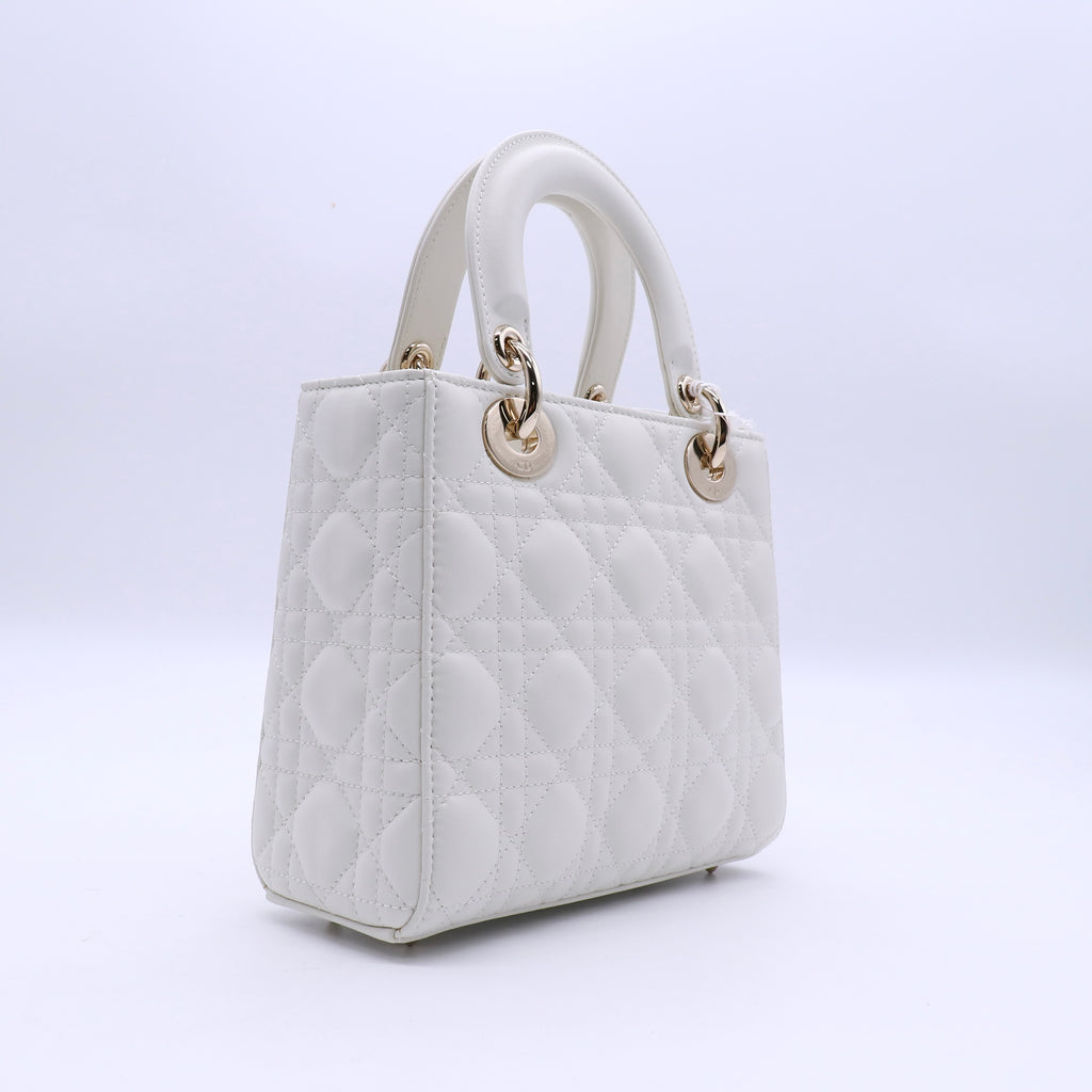 Lambskin Cannage Medium Lady Dior White twins LDJ3646