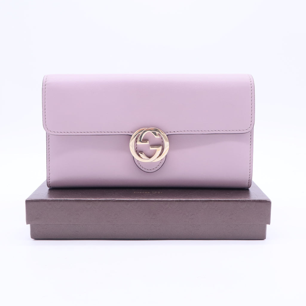 Gucci purple leather long wallet