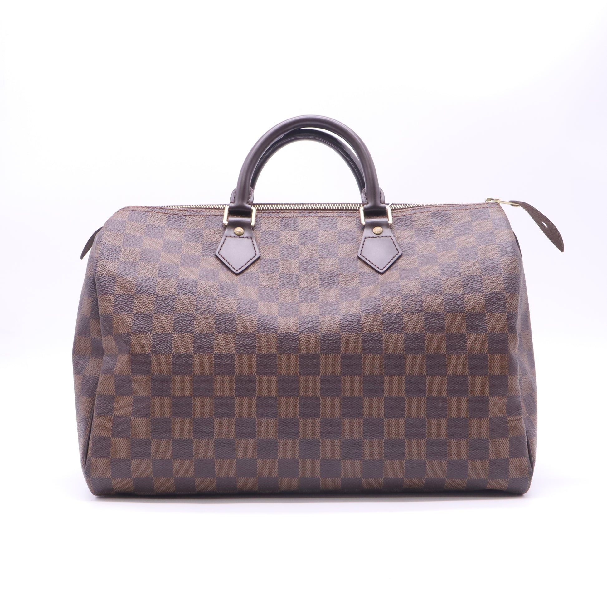 Louis Vuitton Speedy 35 Damier Ebene Brown Canvas Handbag With Lock Key twins LDZ440