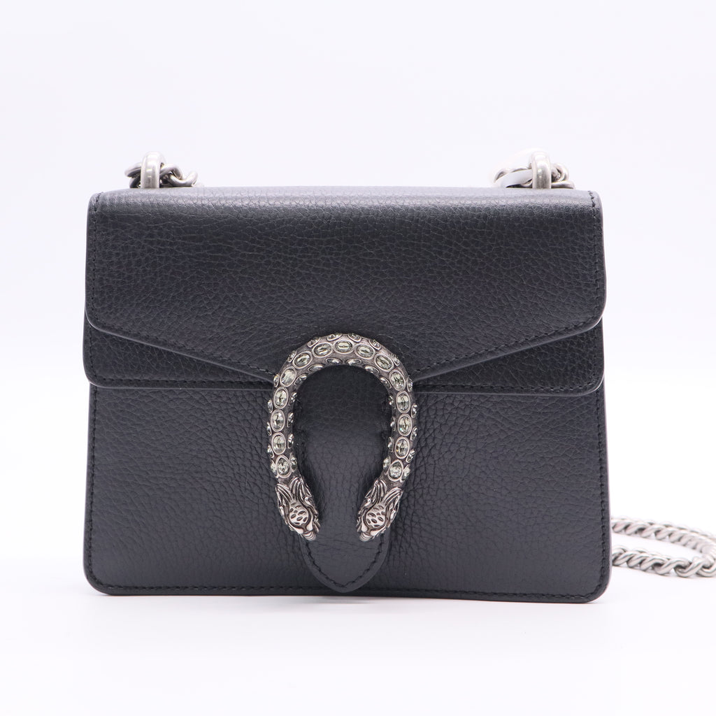Dionysus Small Black Leather Bag Twins LDJ3033