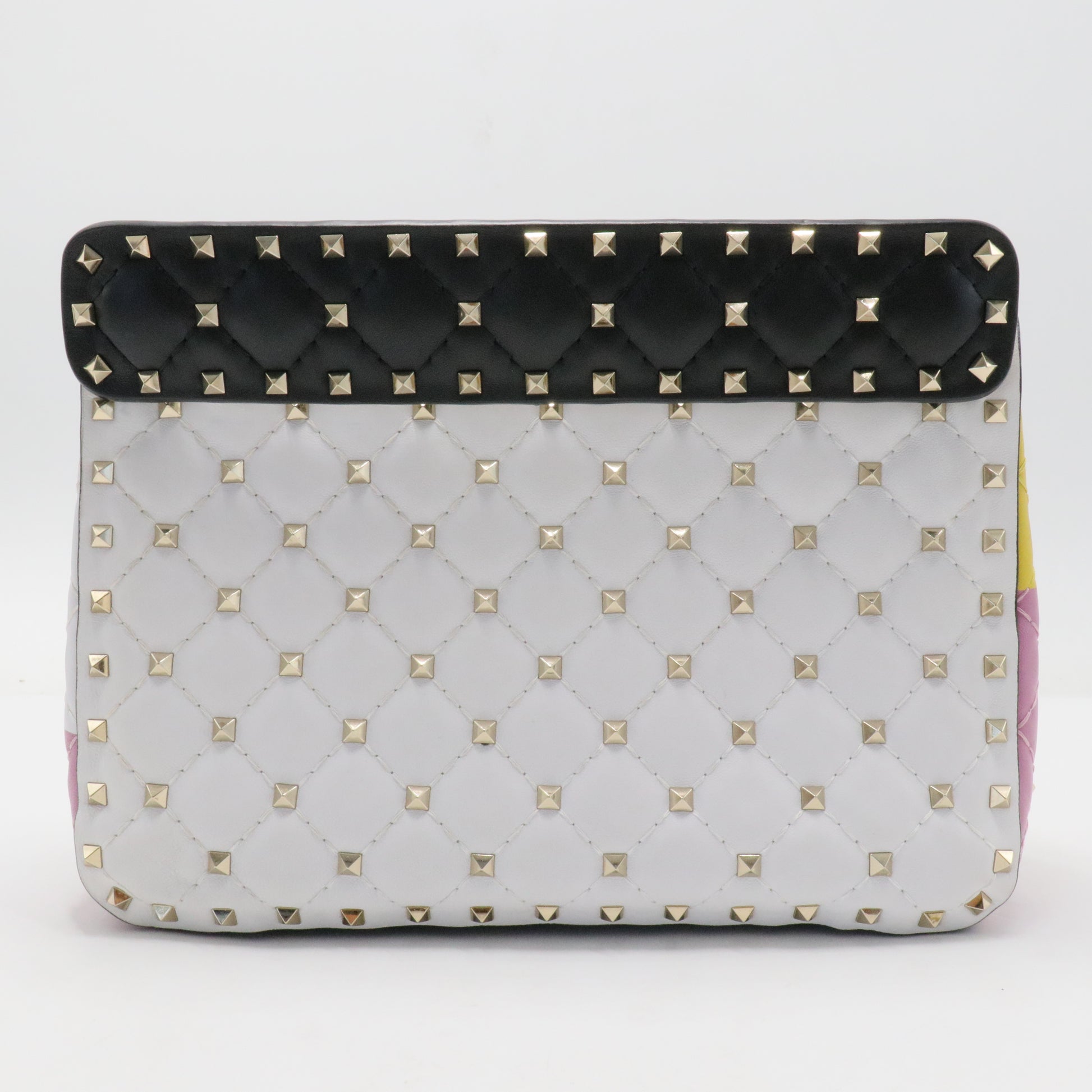 Lambskin Medium Moon And Stars Rockstud Spike Shoulder Bag White Yellow Pink