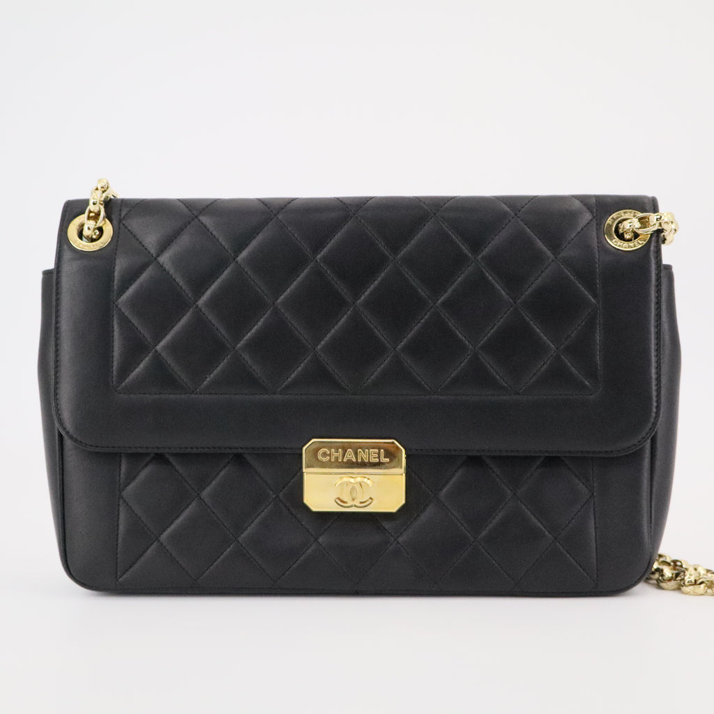 Lambskin Quilted Large Chic With Me Flap Black