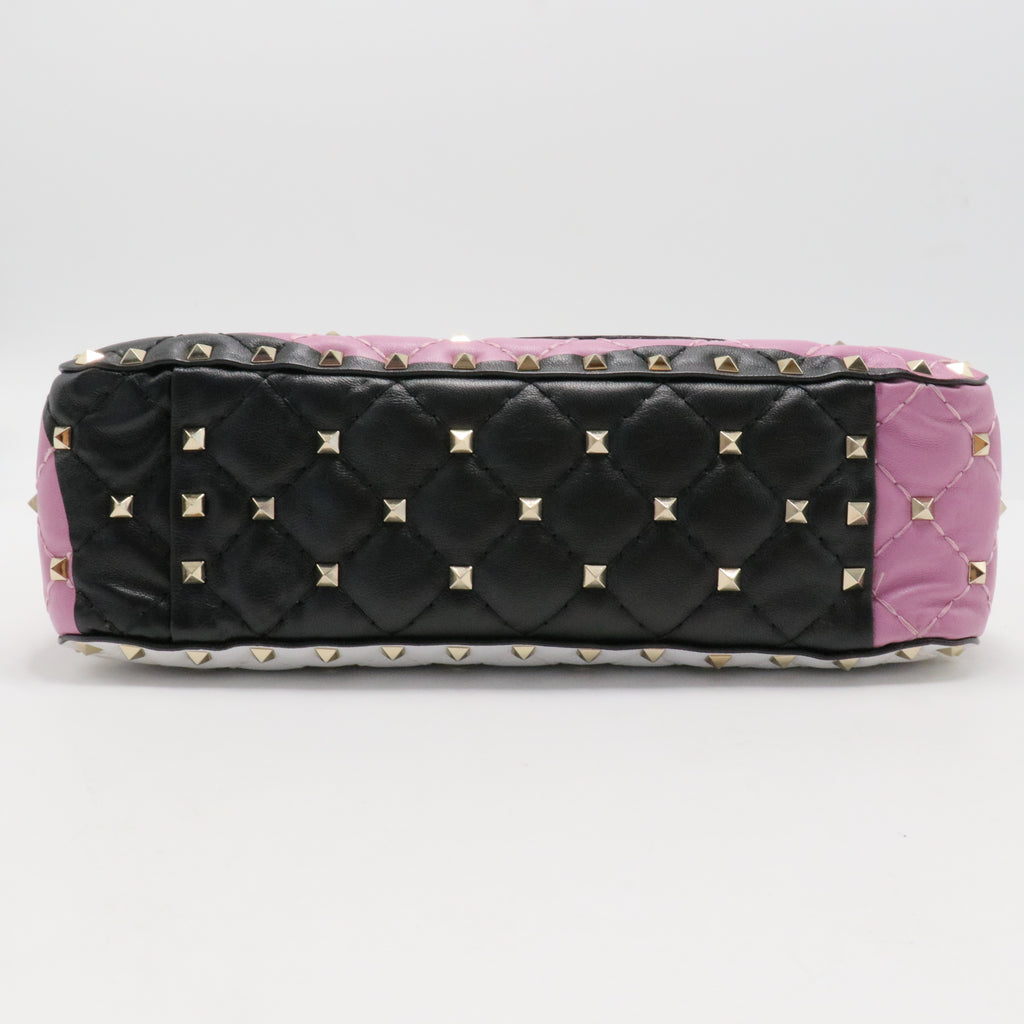 Lambskin Medium Moon And Stars Rockstud Spike Shoulder Bag White Yellow Pink