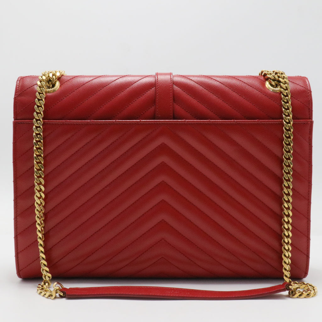 Classic Monogram Envelope Satchel Matelasse Chevron Leather Large