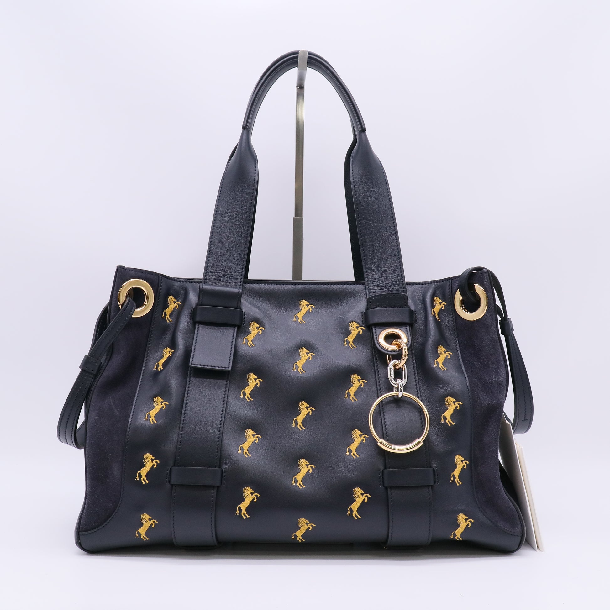 Tao Zipped Tote Little Horses Embroidered Leather Medium twins LDJ5644